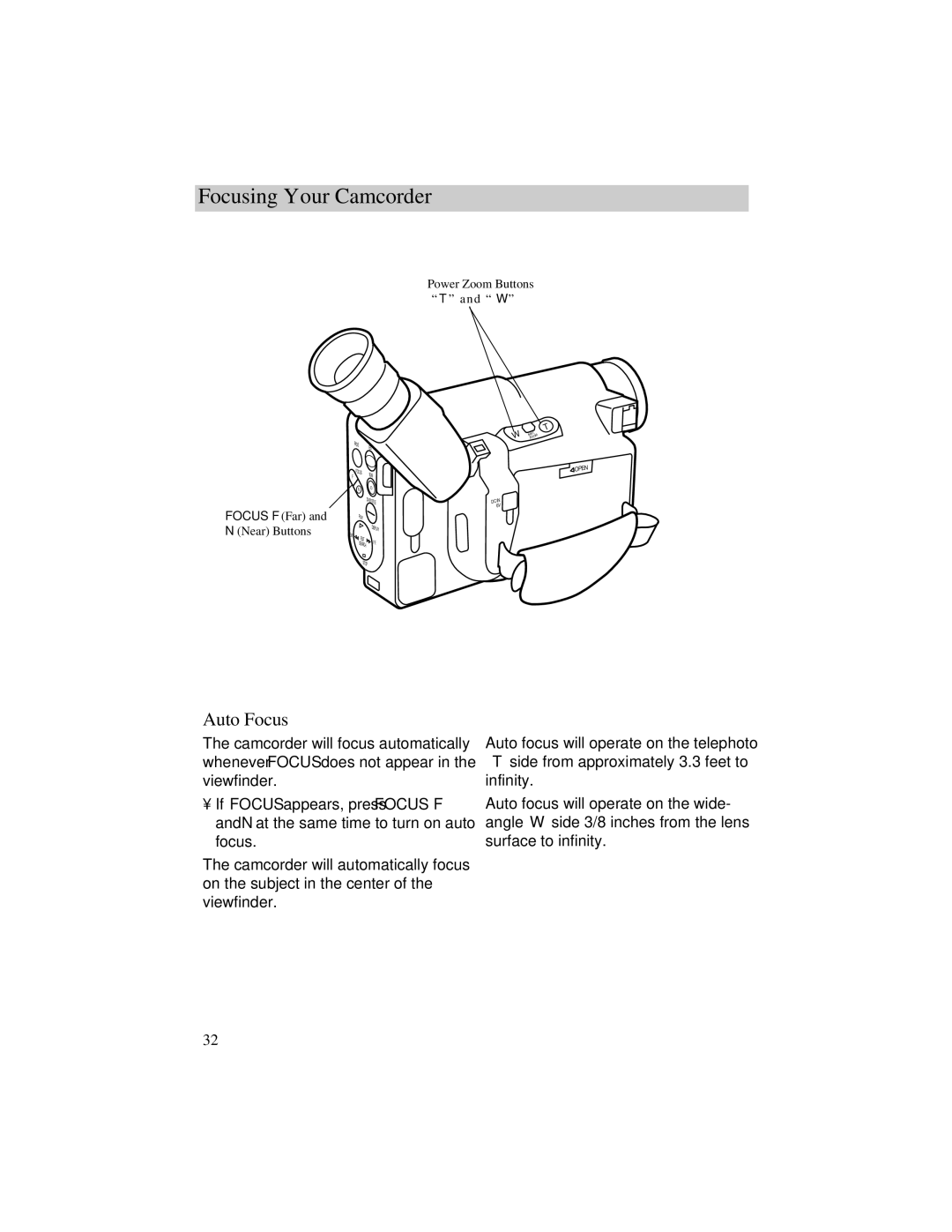 RCA Pro942 manual Focusing Your Camcorder, Auto Focus 