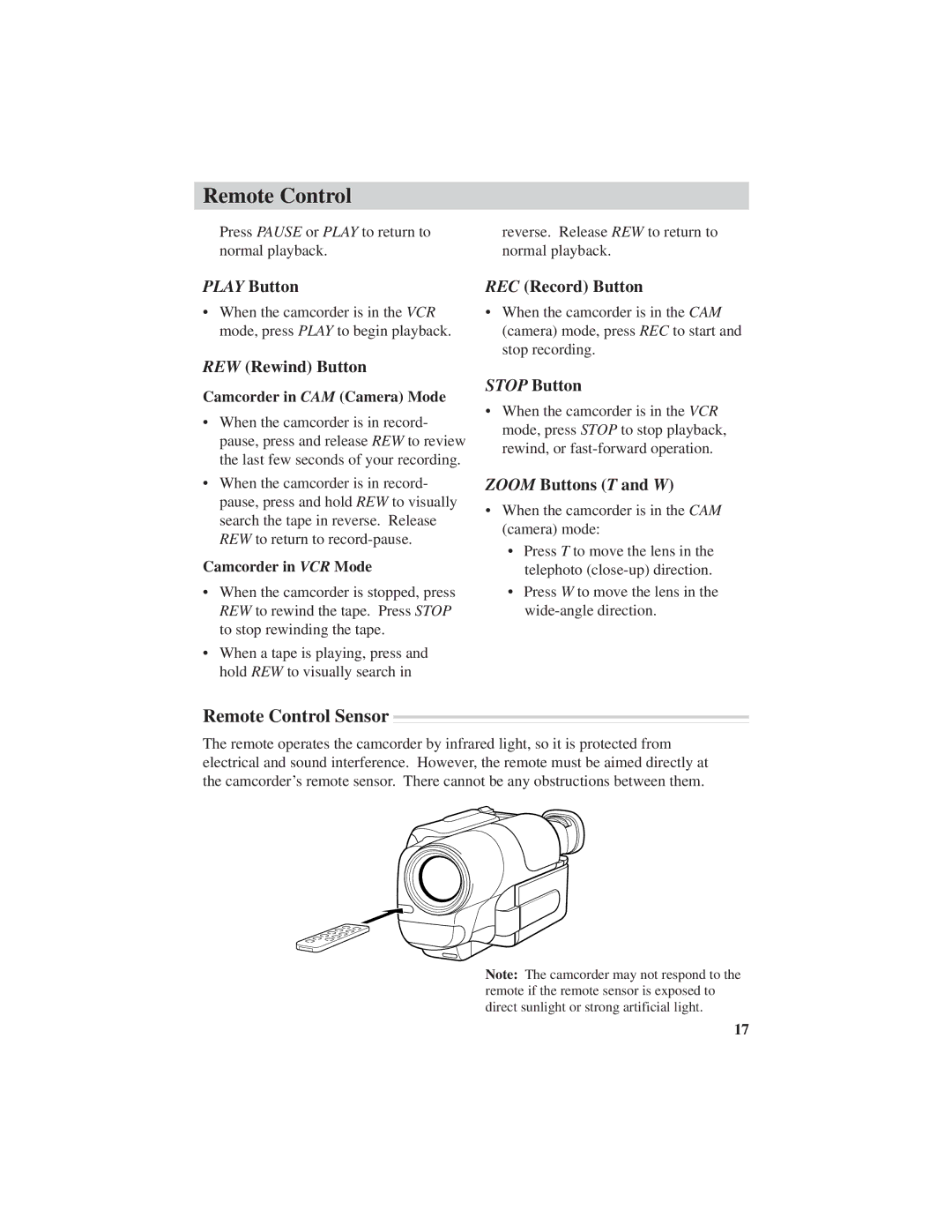 RCA ProV600 manual Remote Control Sensor 