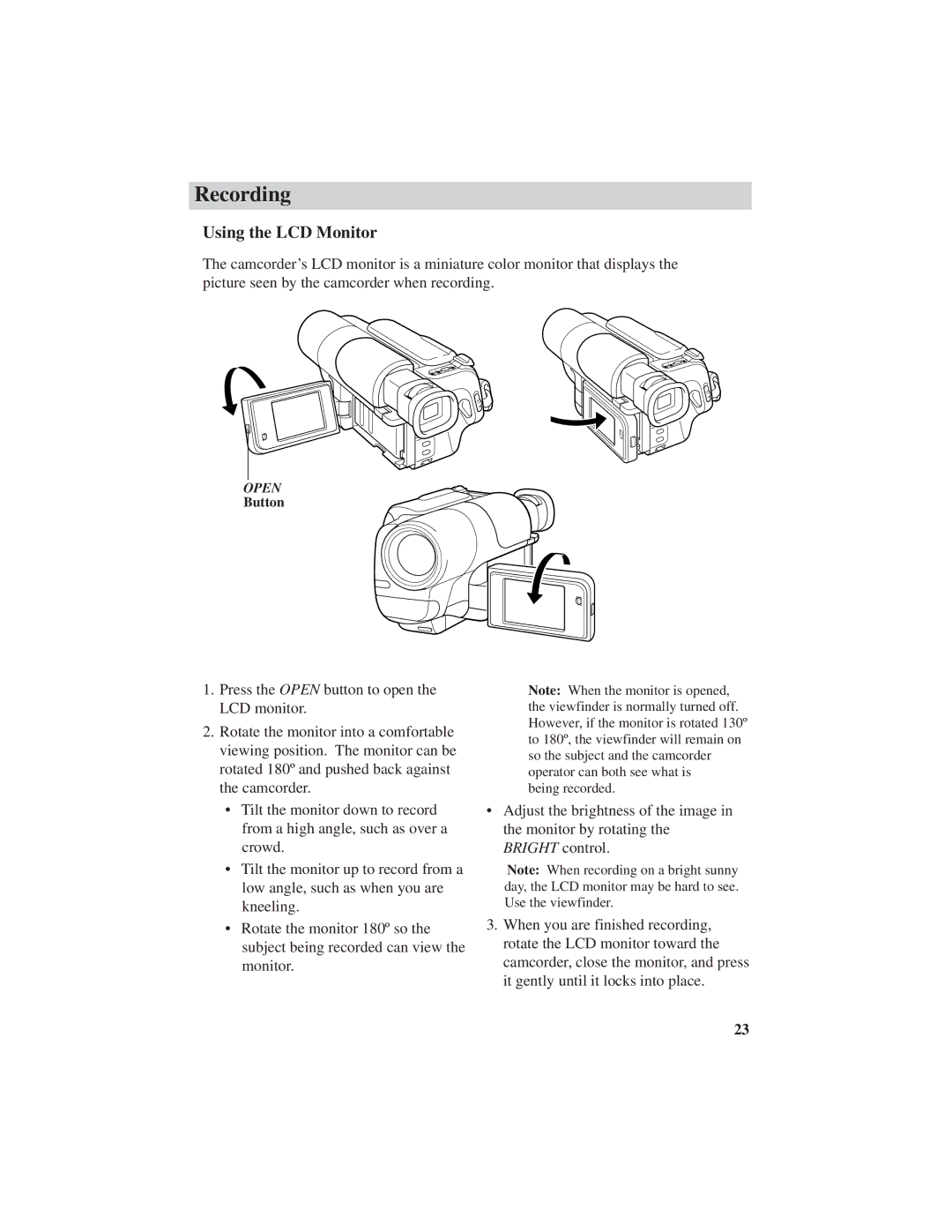 RCA ProV600 manual Using the LCD Monitor 