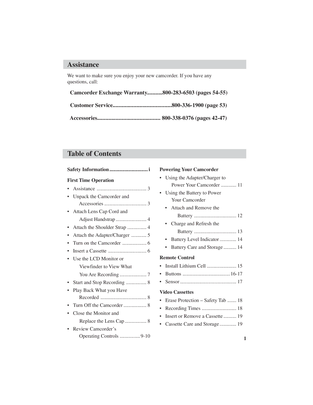 RCA ProV600 manual Assistance, Table of Contents 