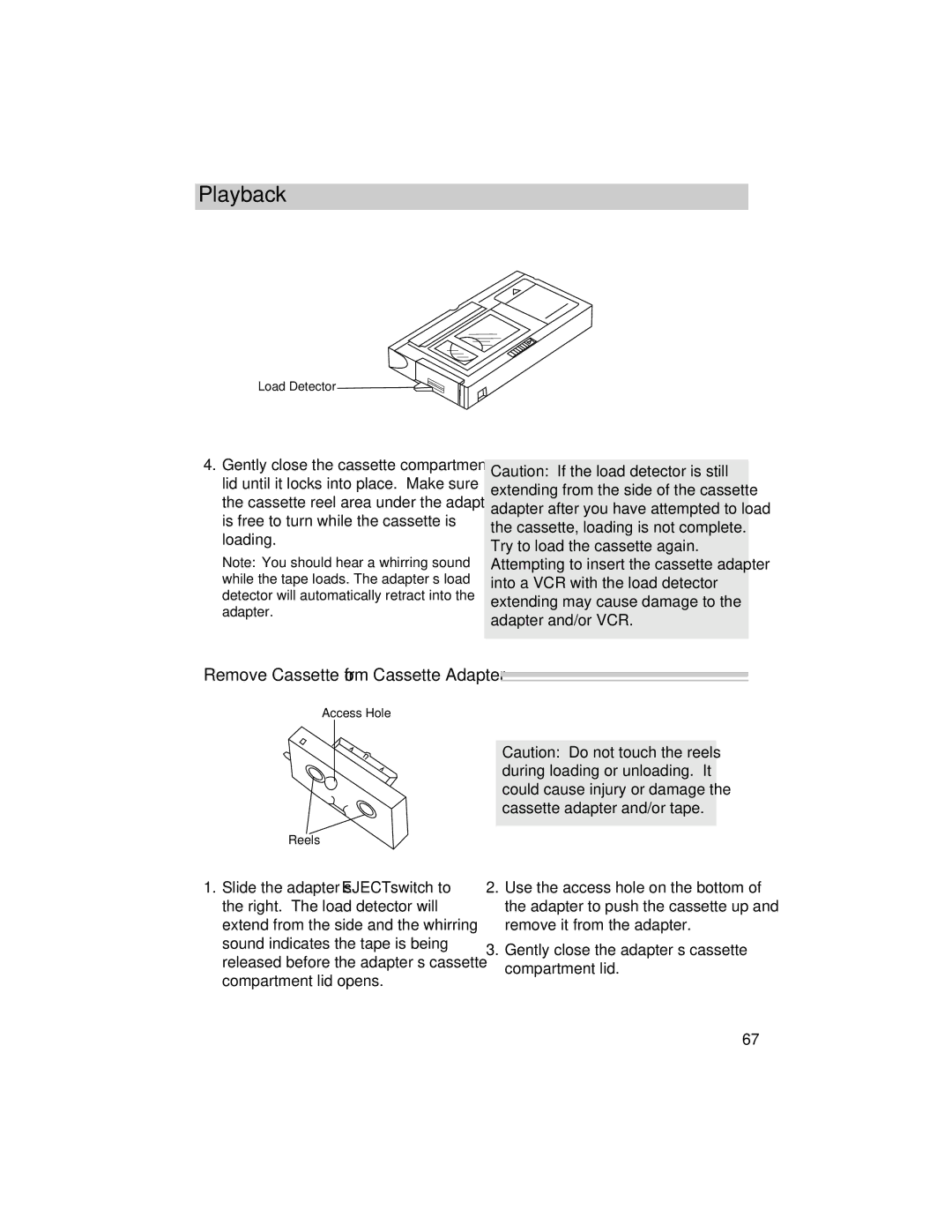 RCA ProV800C manual Remove Cassette from Cassette Adapter 