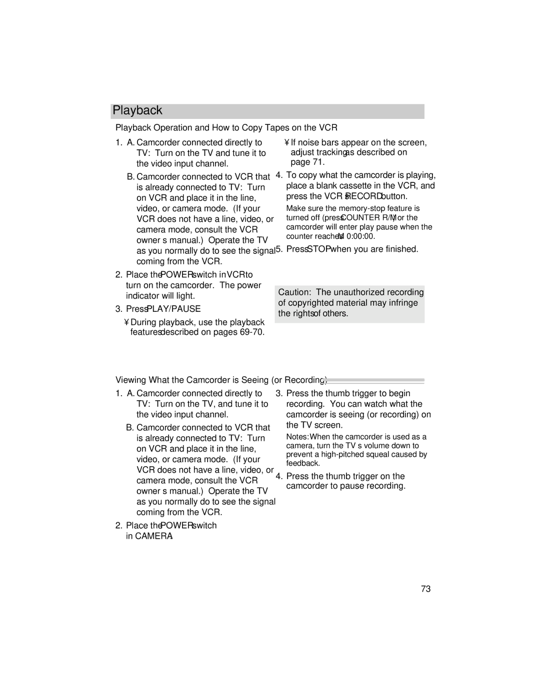 RCA ProV800C manual Playback Operation and How to Copy Tapes on the VCR, Press PLAY/PAUSE 