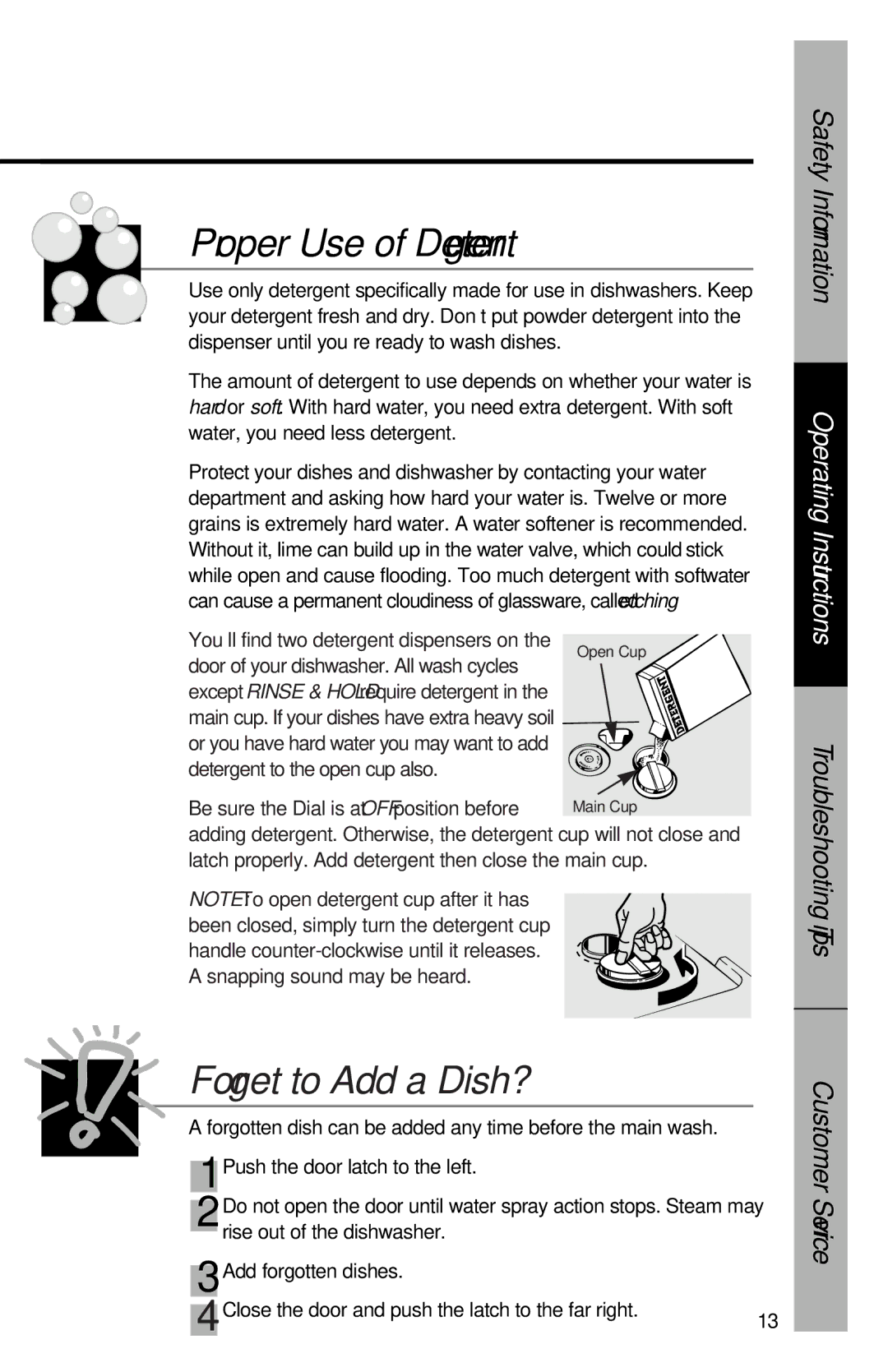 RCA PSD2220, PSD1000, PSD3430, PSD3220, 165D3527P035, PSD3230, PSD3420 Proper Use of Detergent, Forget to Add a Dish? 