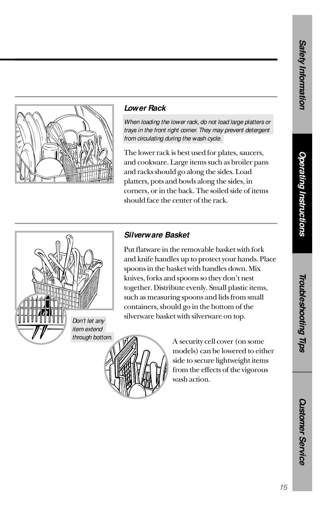 RCA PSD3430, PSD1000, PSD3220, 165D3527P035, PSD3230, PSD3420, PSD2220 owner manual Lower Rack, Silverware Basket 