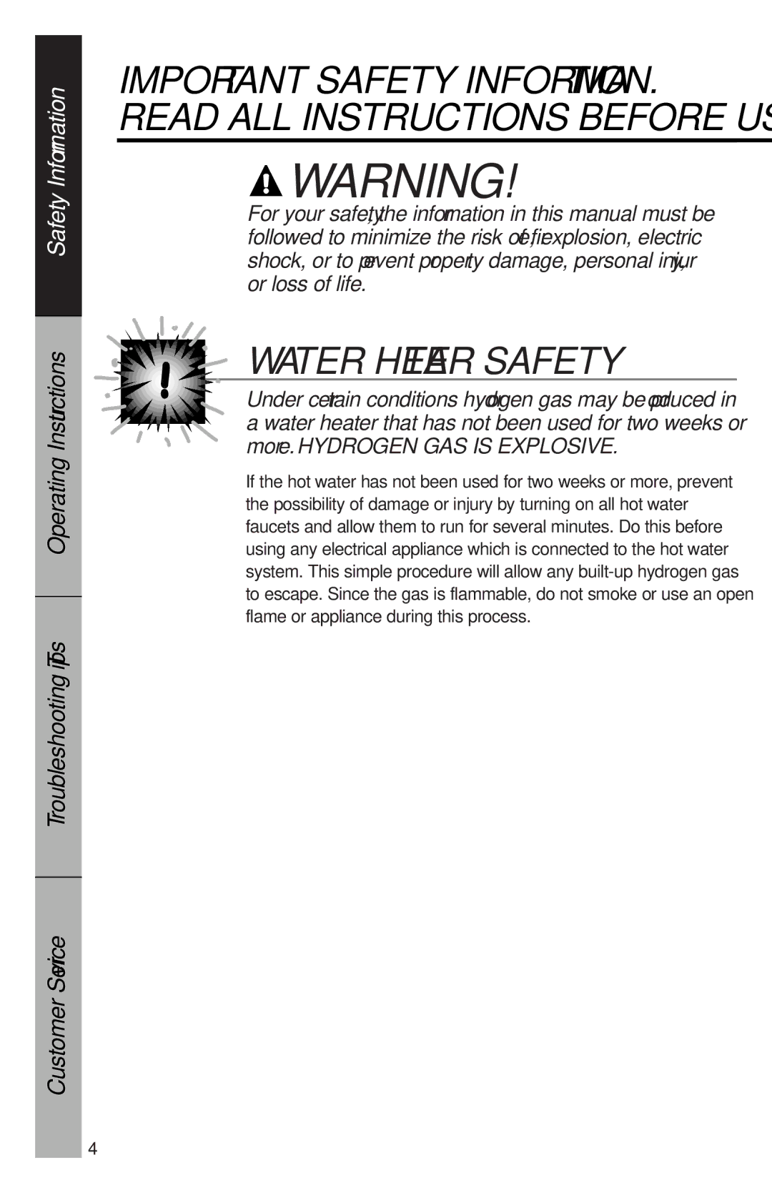 RCA PSD3230, PSD1000, PSD3430, PSD3220, 165D3527P035, PSD3420, PSD2220 owner manual Water Heater Safety 