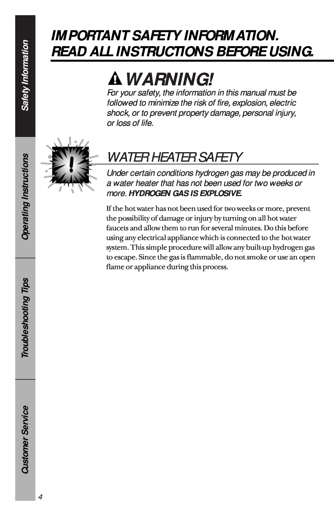 RCA PSD3230 Water Heater Safety, Safety Information, Operating Instructions Troubleshooting Tips, Customer Service 
