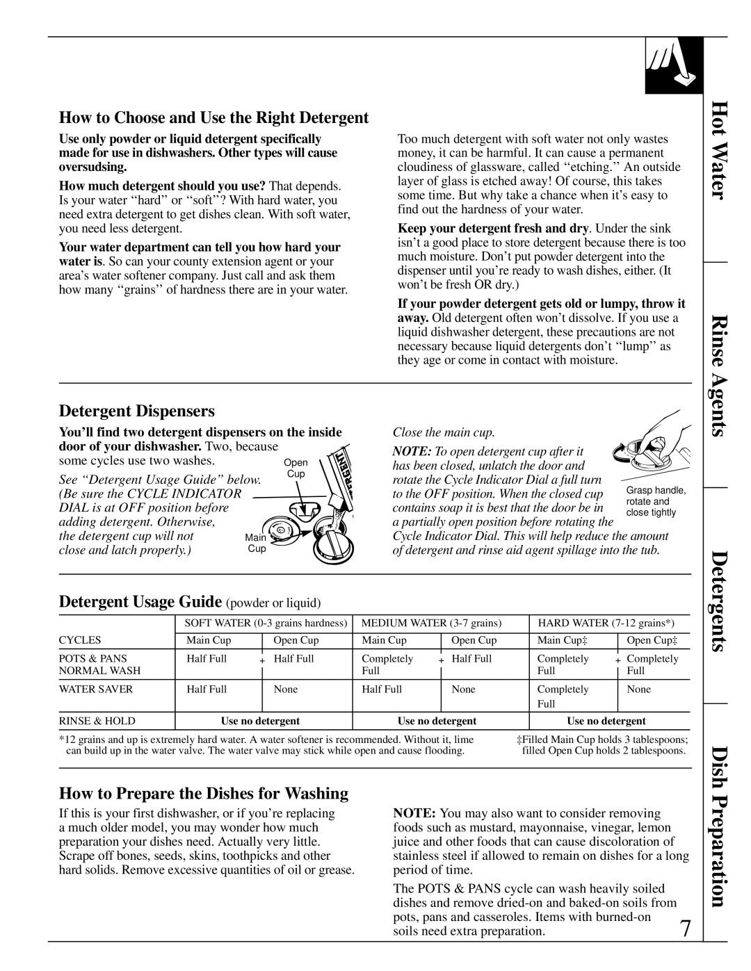 RCA PSD430, PSD400 warranty Hot Water Rinse, Agents, Detergents, Preparation 