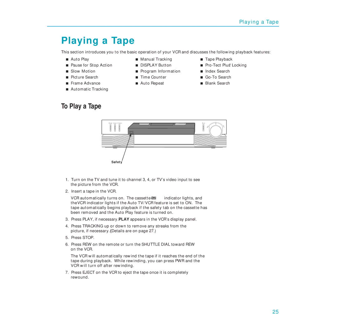 RCA PSVR65 user manual Playing a Tape, To Play a Tape 