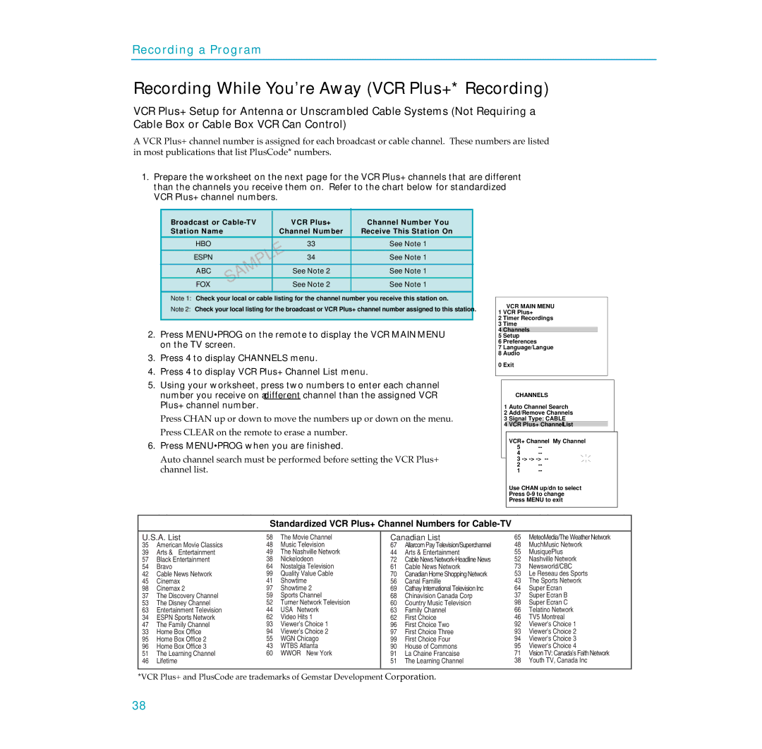 RCA PSVR65 user manual Recording While You’re Away VCR Plus+* Recording, Press MENU¥PROG when you are finished 