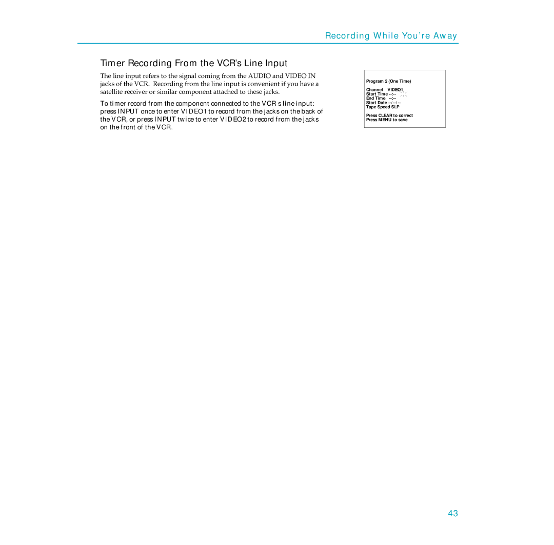 RCA PSVR65 user manual Timer Recording From the VCR’s Line Input 