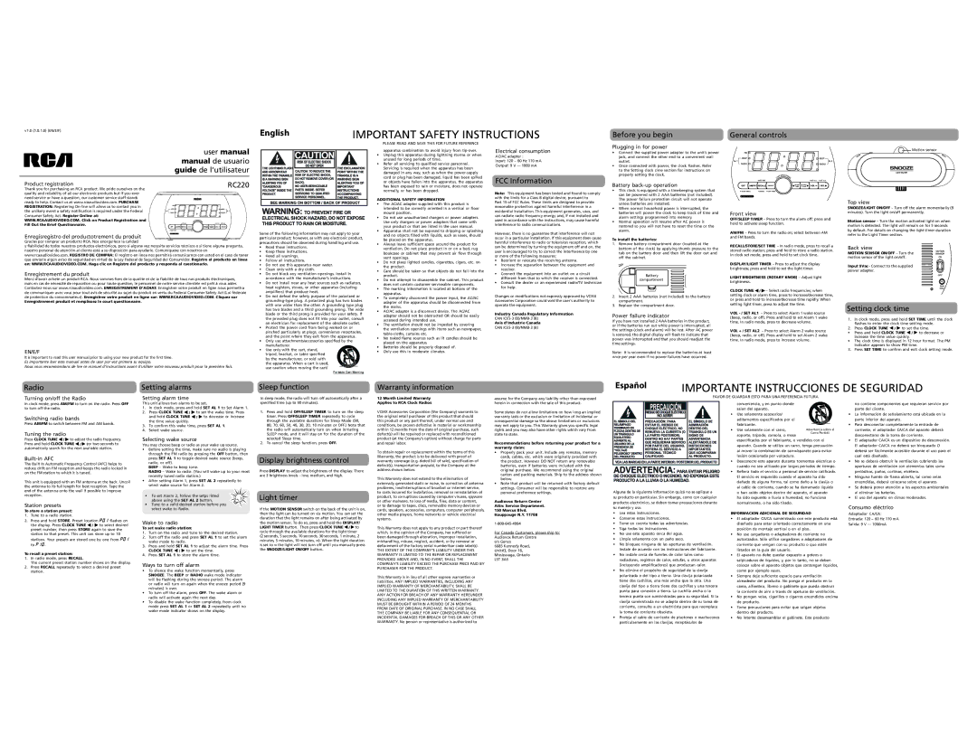 RCA RC220 user manual Important Safety Instructions 