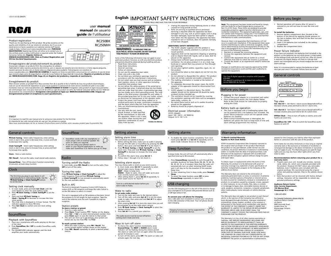 RCA RC250WH user manual Product registration, Enregisregistro del productotrement du produit, Enregistrement du produit 