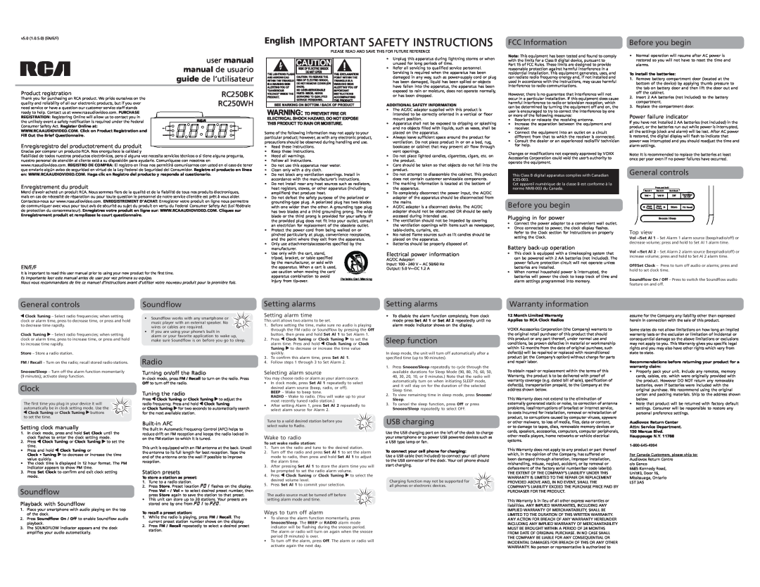 RCA RC250WH, RC250BK user manual English IMPORTANT SAFETY INSTRUCTIONS 
