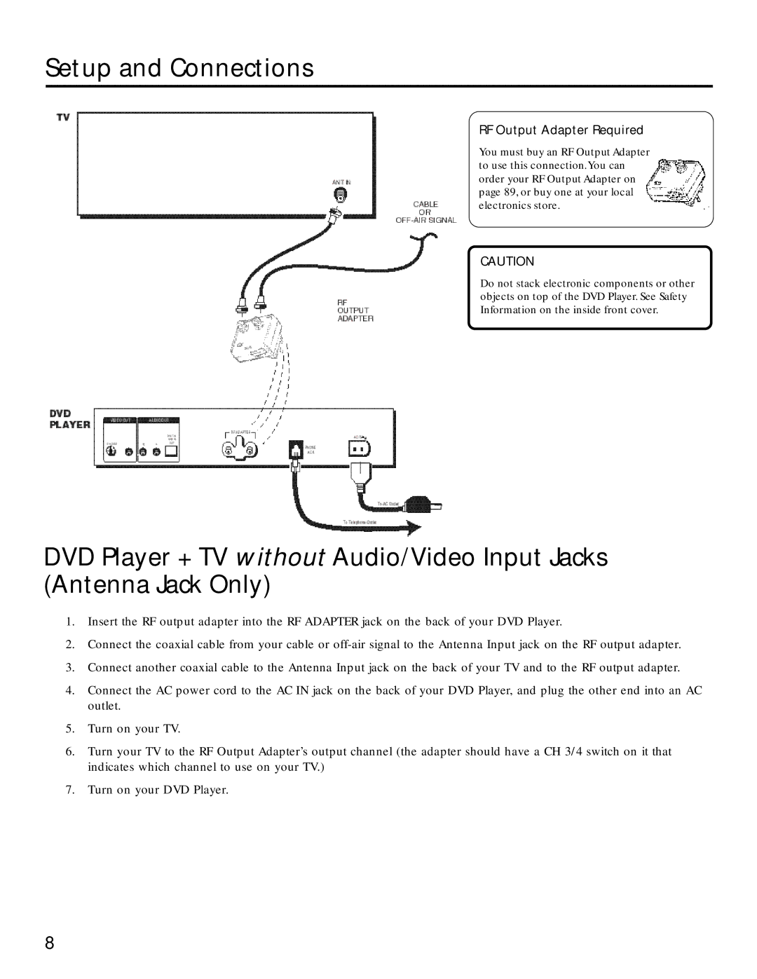 RCA RC5220P manual RF Output Adapter Required 