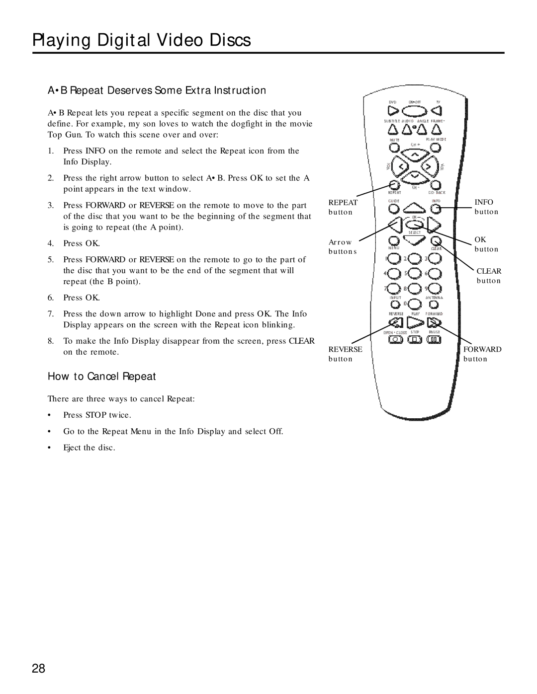 RCA RC5220P manual AB Repeat Deserves Some Extra Instruction, How to Cancel Repeat 