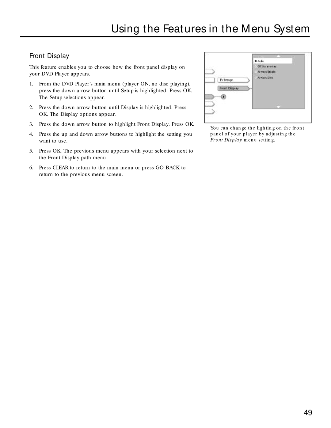 RCA RC5220P manual Front Display 