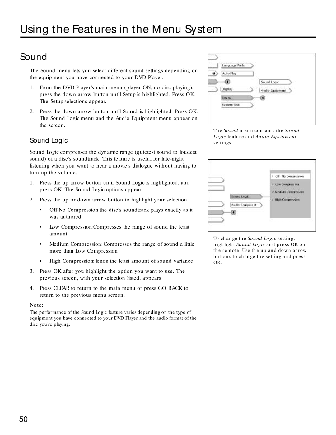 RCA RC5220P manual Sound Logic 