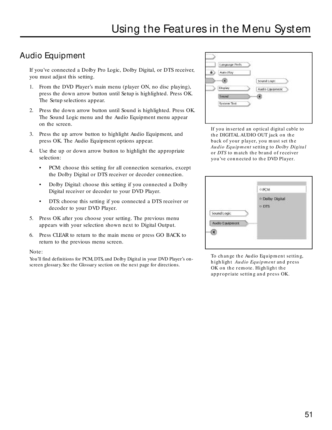 RCA RC5220P manual Audio Equipment 