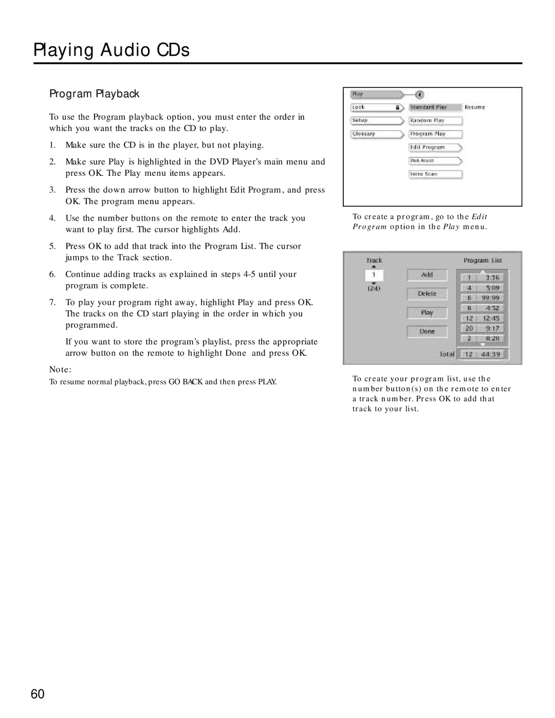 RCA RC5220P manual Program Playback 