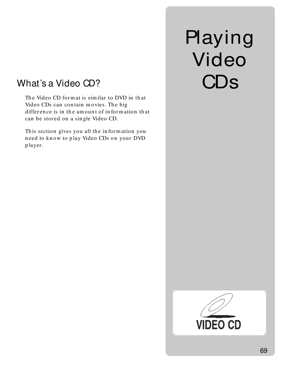 RCA RC5220P manual Playing Video CDs, What’s a Video CD? 