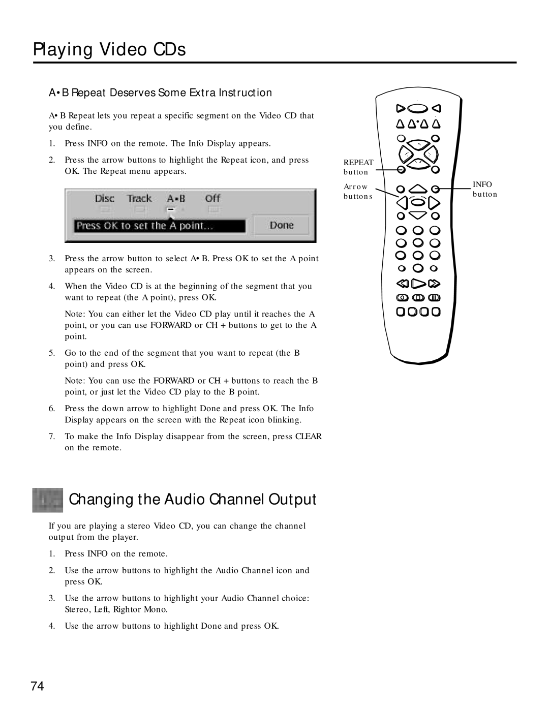 RCA RC5220P manual Changing the Audio Channel Output 