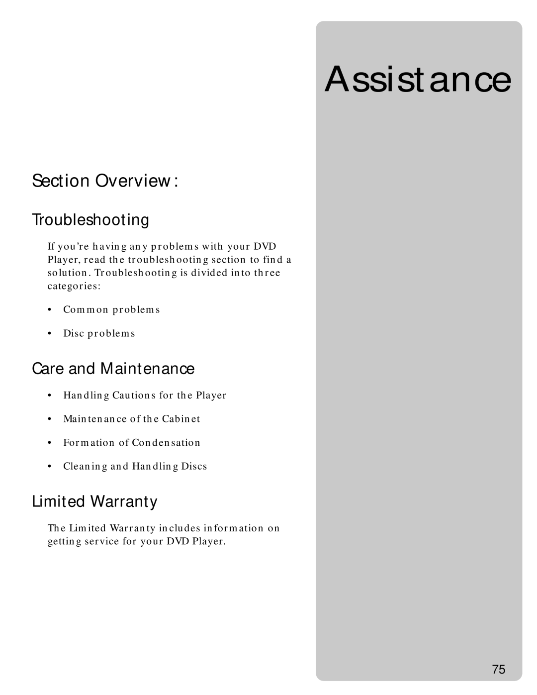 RCA RC5220P manual Assistance 