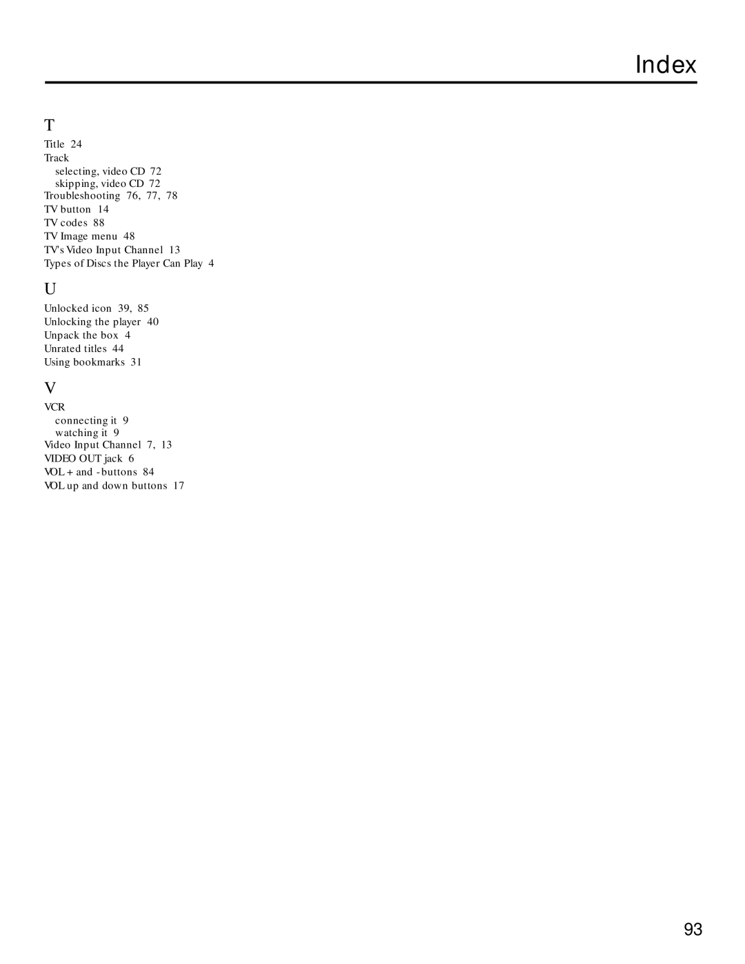 RCA RC5220P manual Index 