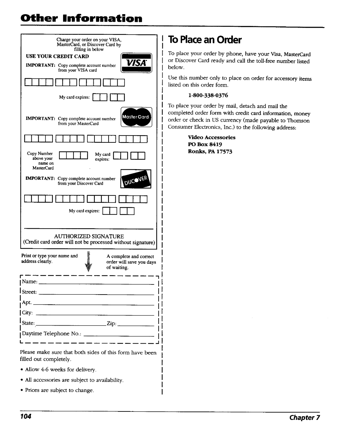 RCA RC5227P user manual Rr--rl-q rT-N-G-r-- Fr--r--N, ToPlacean Order 