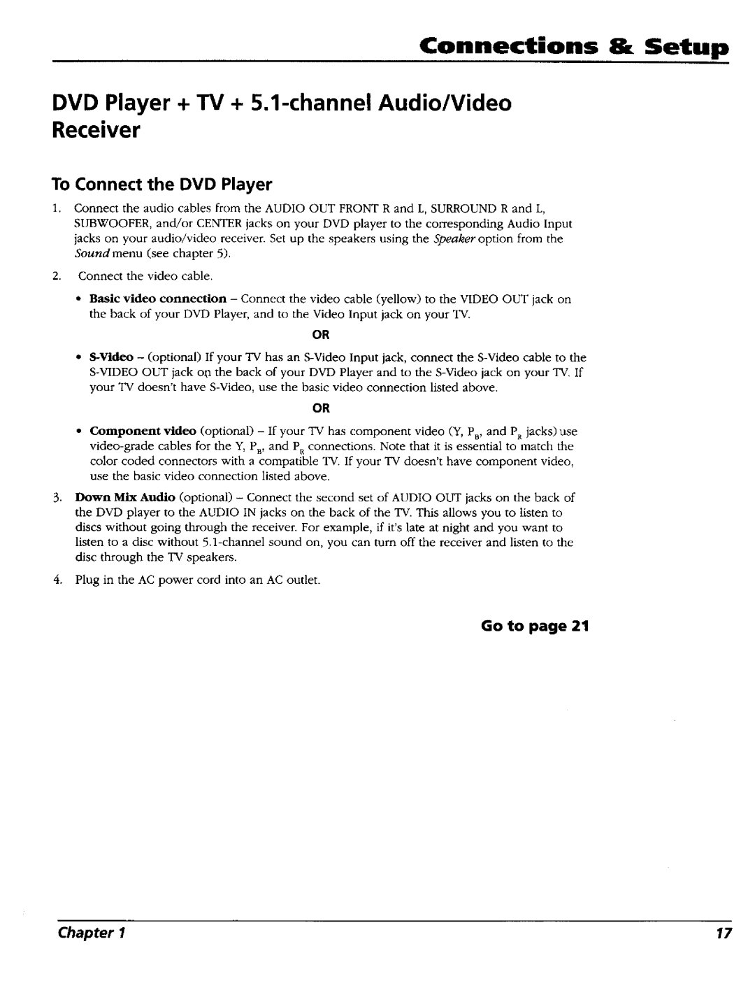 RCA RC5227P user manual To Connect the DVD Player 