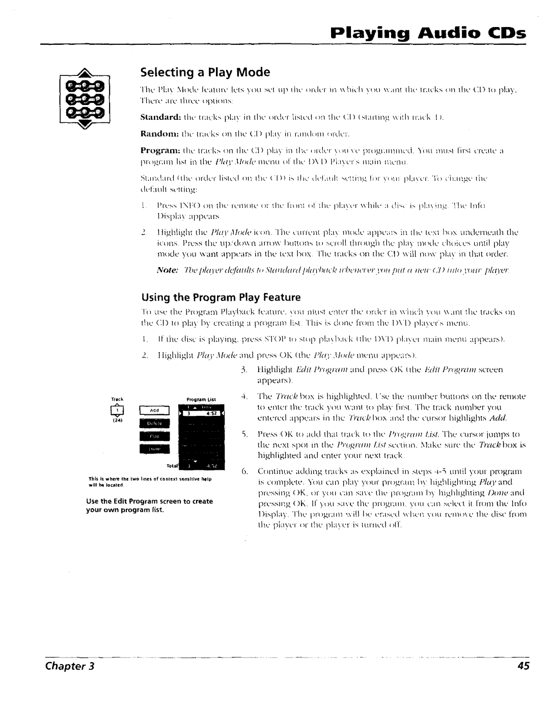 RCA RC5227P user manual Playing Audio CDs, Selecting Play Mode, Using 