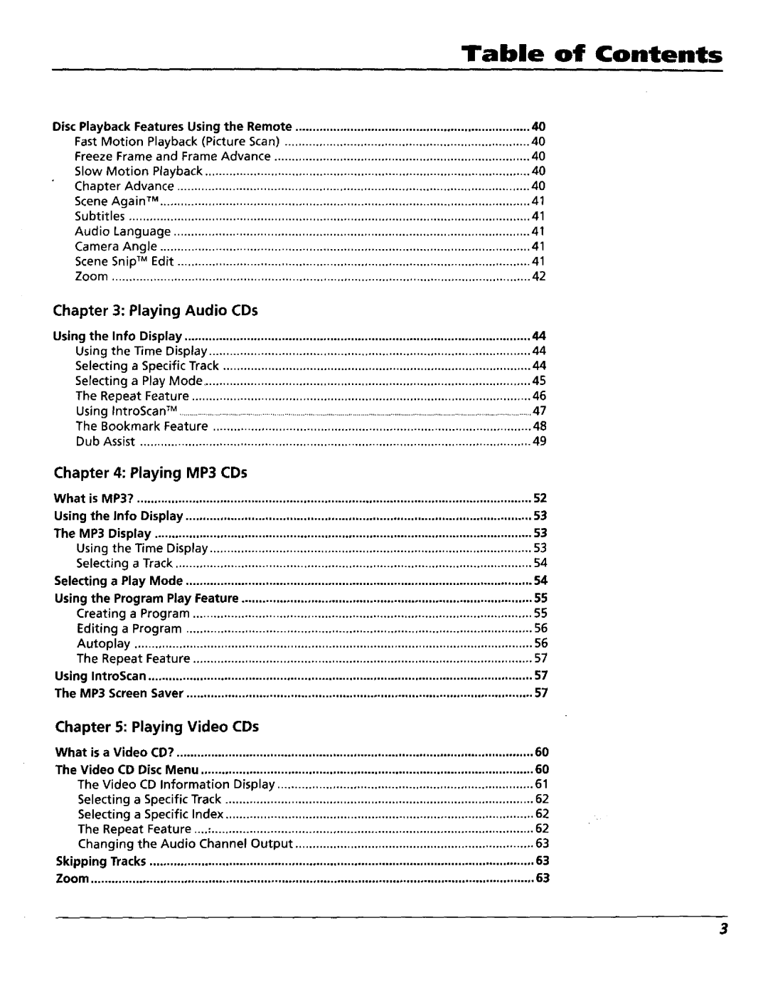 RCA RC5227P user manual Table of Contents 