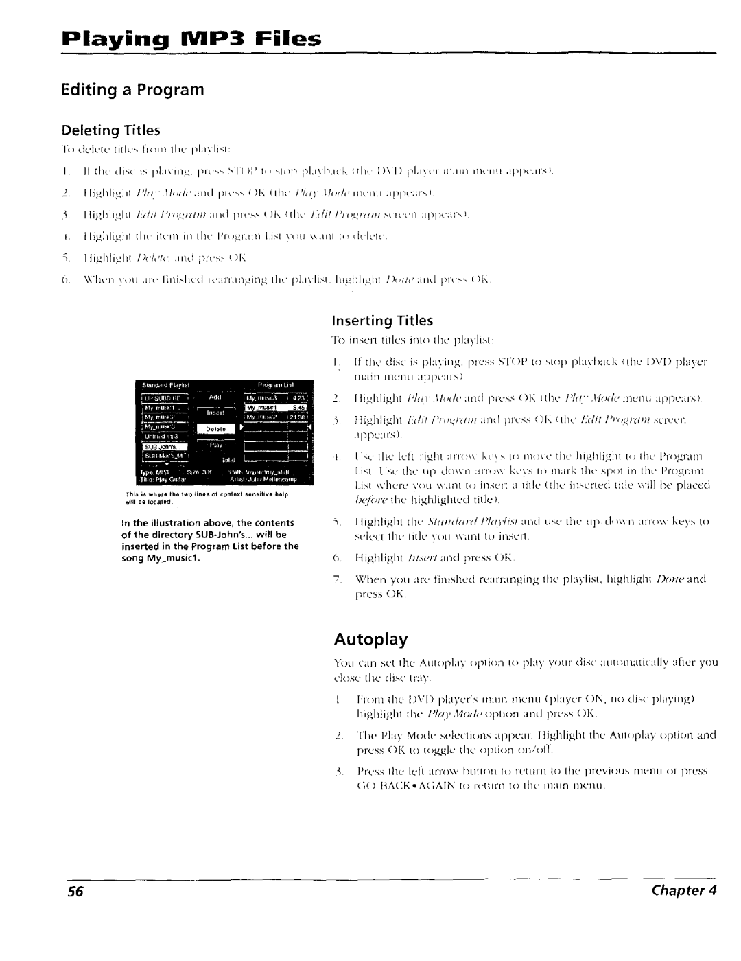 RCA RC5227P user manual Playing IVlP3 Files, Editing, Titles 