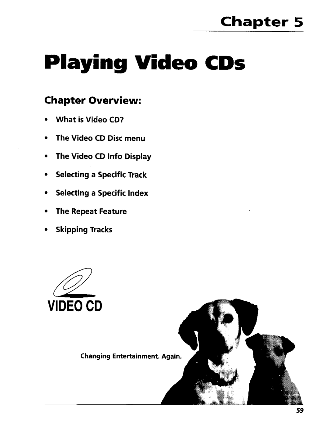 RCA RC5227P user manual Playing Video CDs, Changing Entertainment 