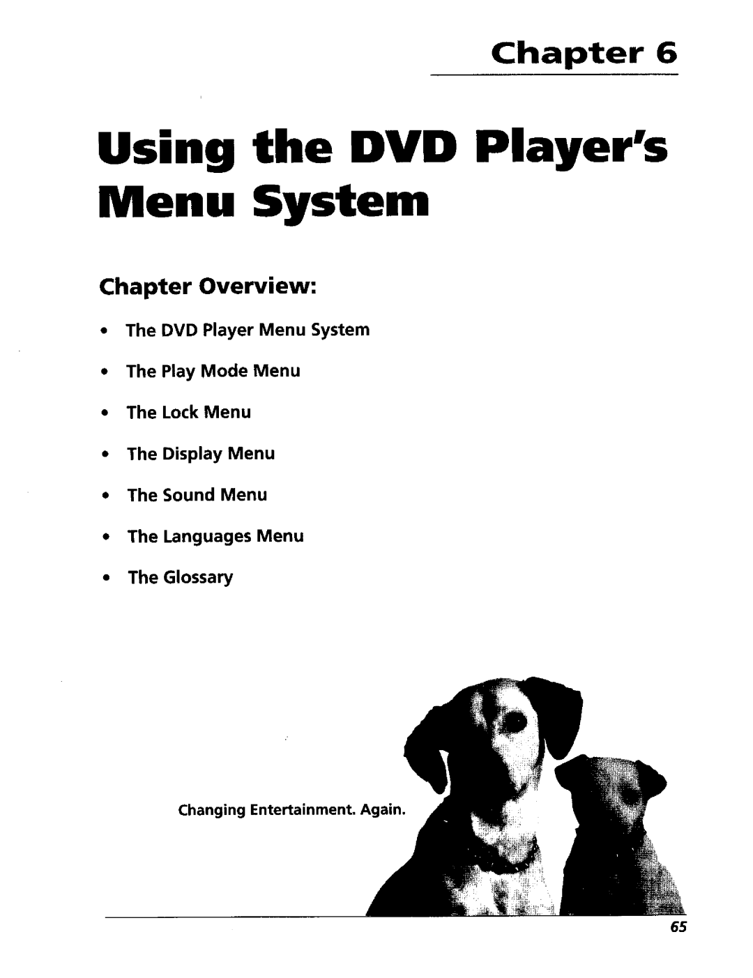 RCA RC5227P user manual Using the DVD Players Menu System, Changing 