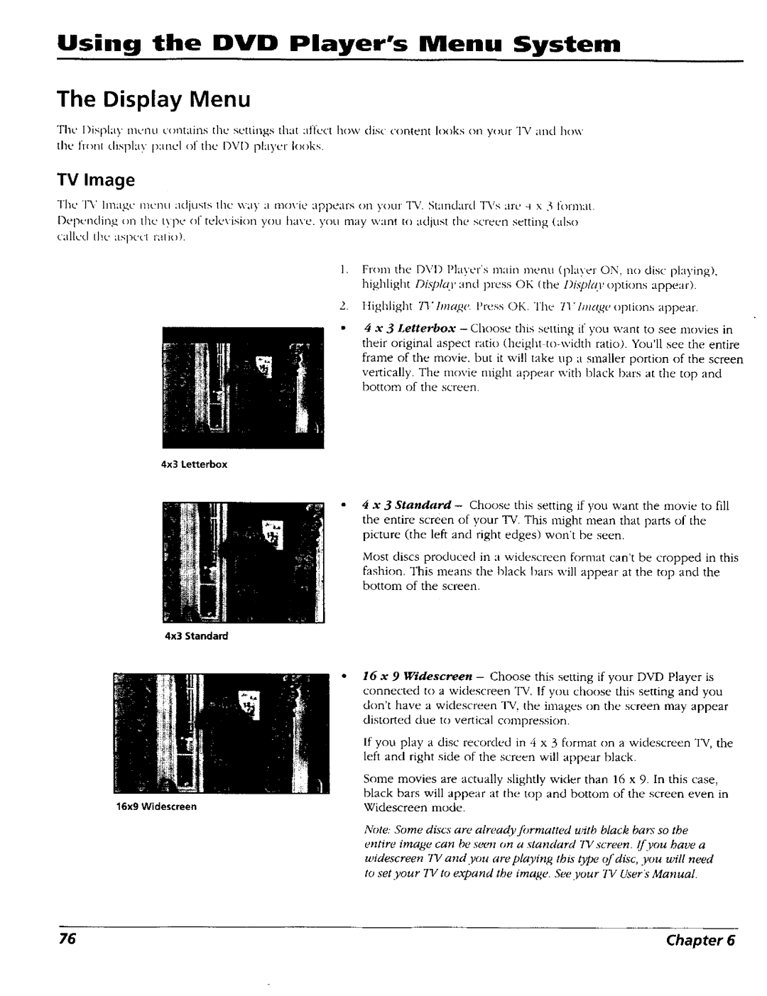 RCA RC5227P user manual Display Menu, TV Image 