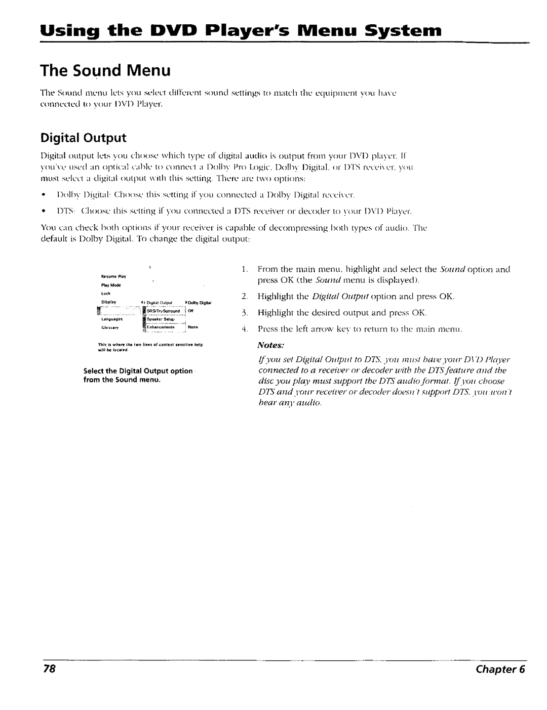 RCA RC5227P user manual Sound Menu, Digital Output 