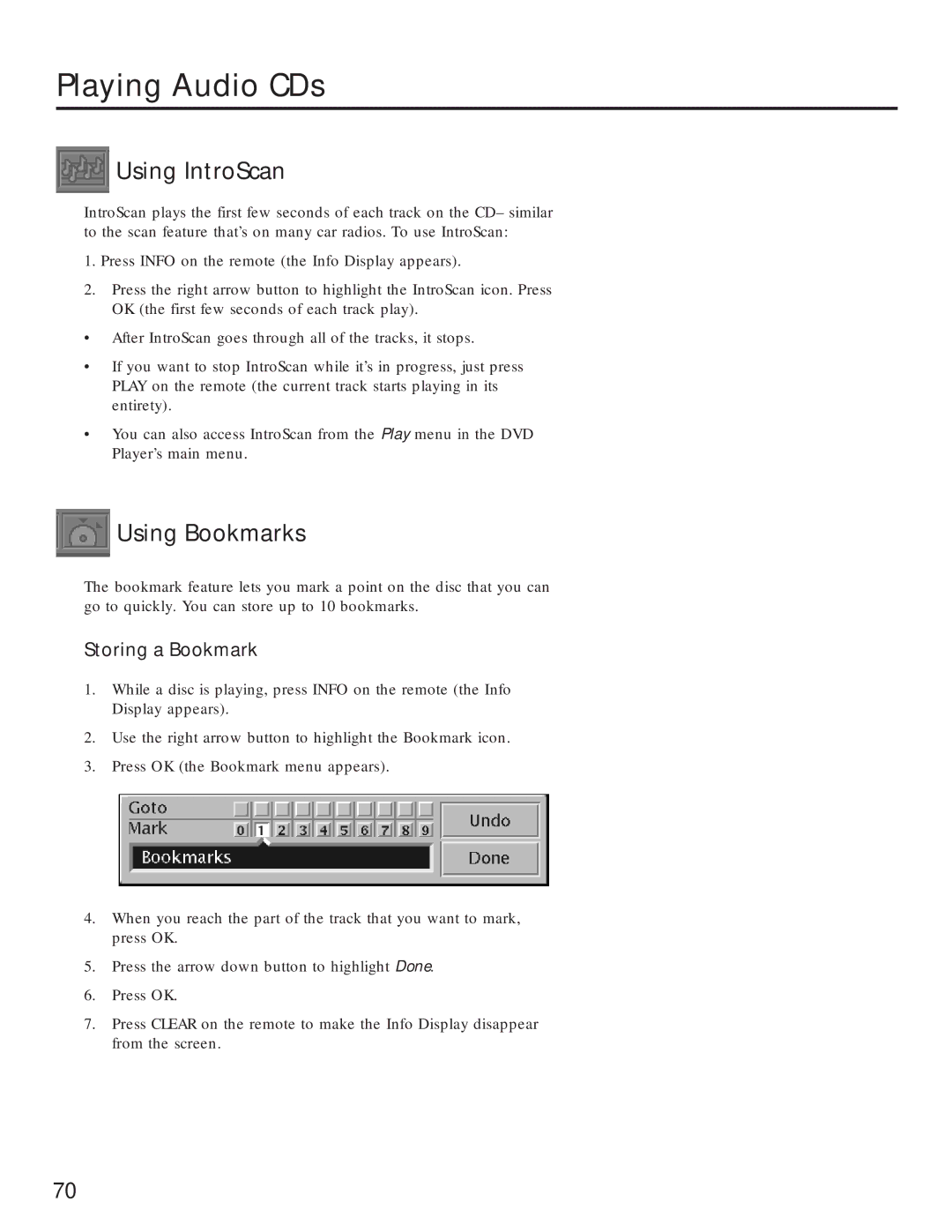 RCA RC5231Z user manual Using IntroScan, Using Bookmarks 