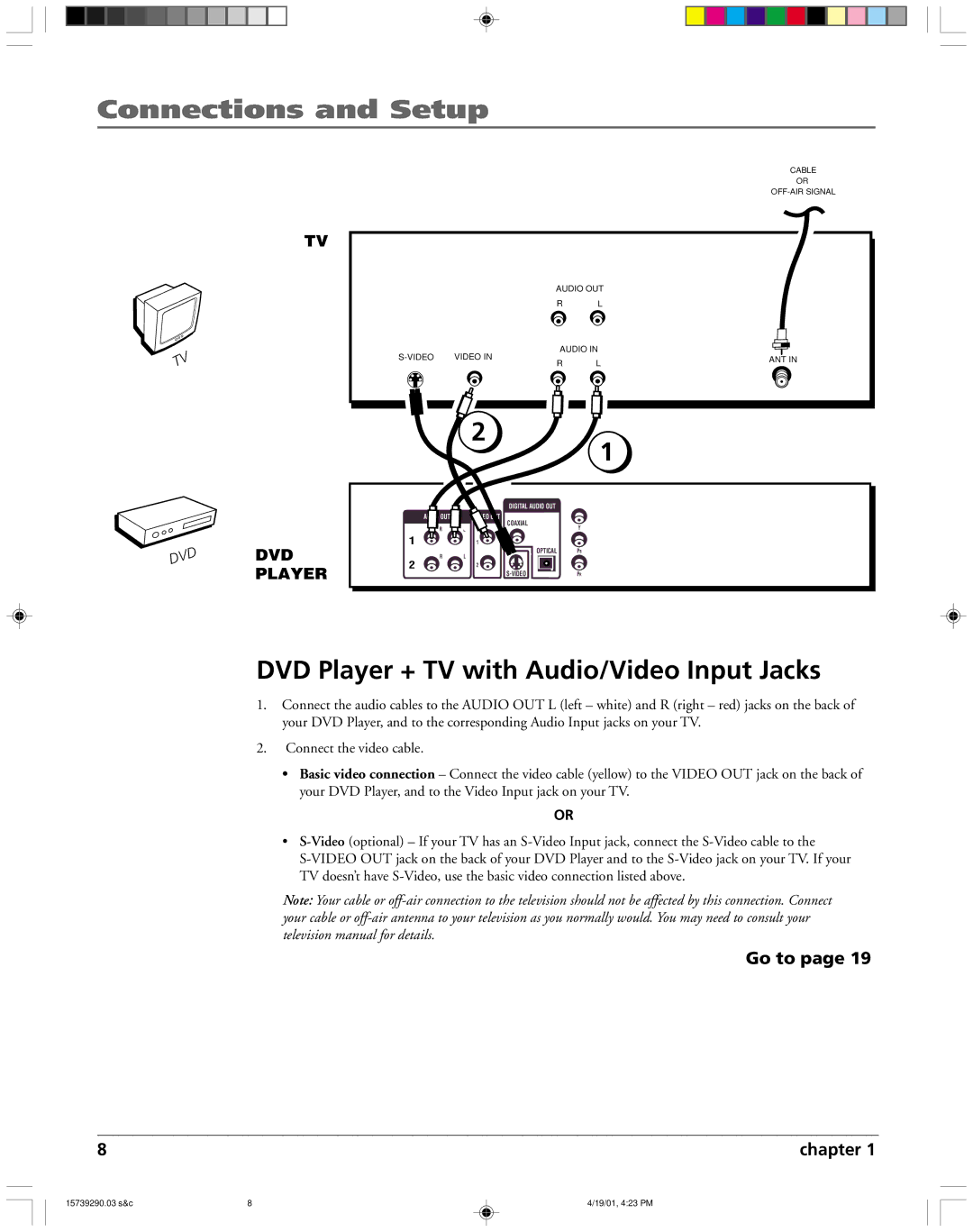 RCA RC5240P user manual DVD Player + TV with Audio/Video Input Jacks, Go to Chapter 