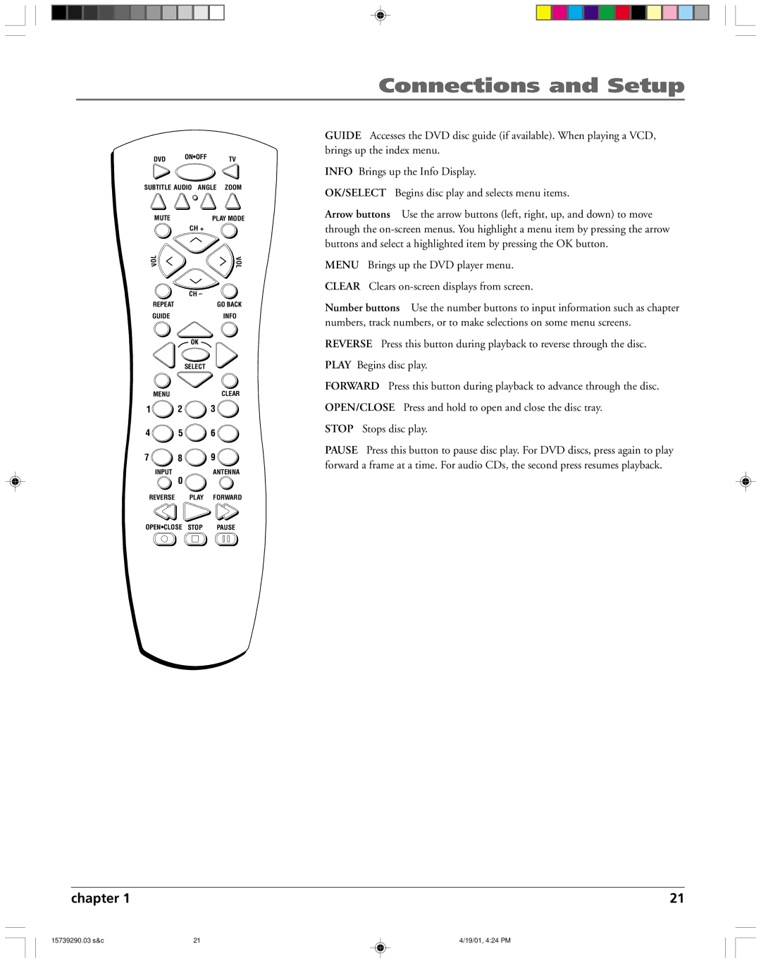 RCA RC5240P user manual Connections and Setup 