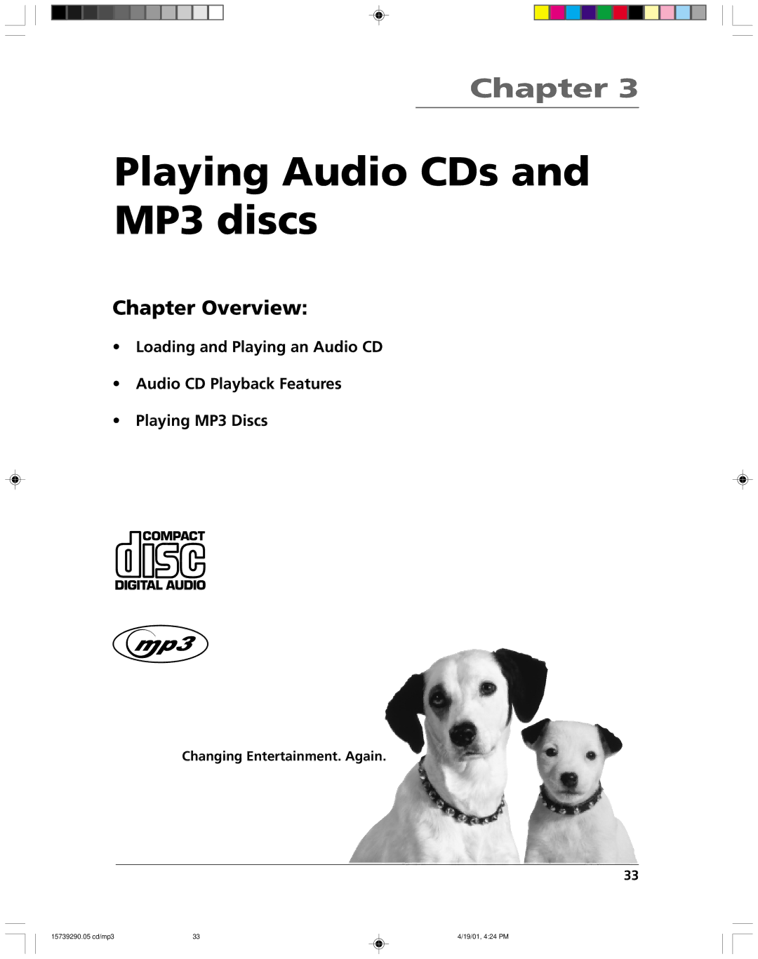 RCA RC5240P user manual Playing Audio CDs and MP3 discs 