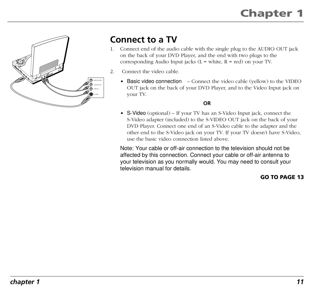 RCA RC5400P user manual Connect to a TV 