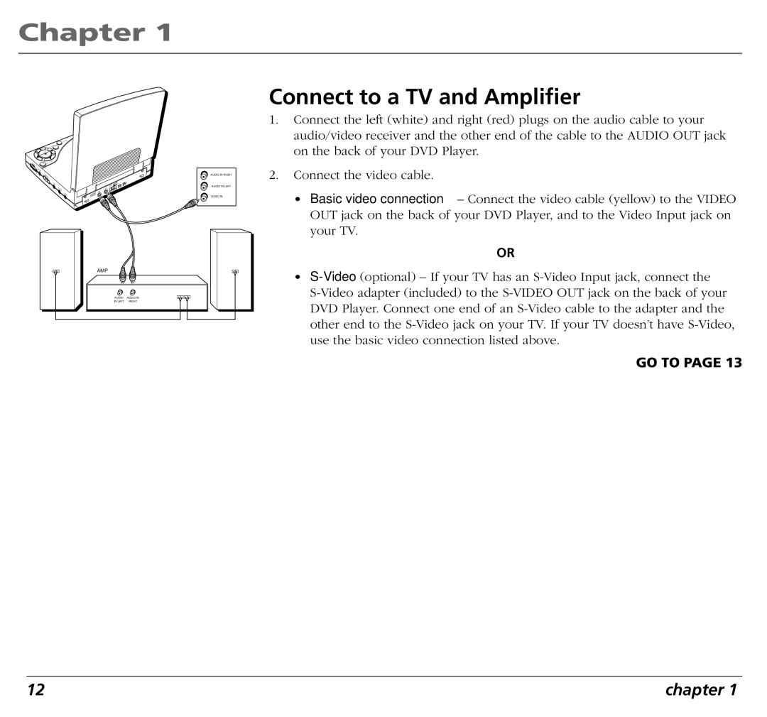 RCA RC5400P user manual Connect to a TV and Amplifier 