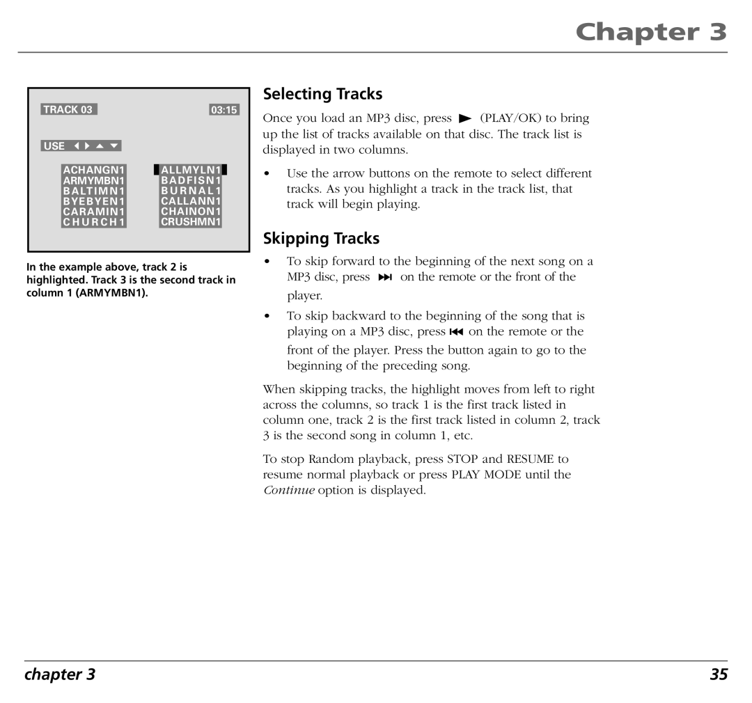 RCA RC5400P user manual Selecting Tracks, Skipping Tracks 