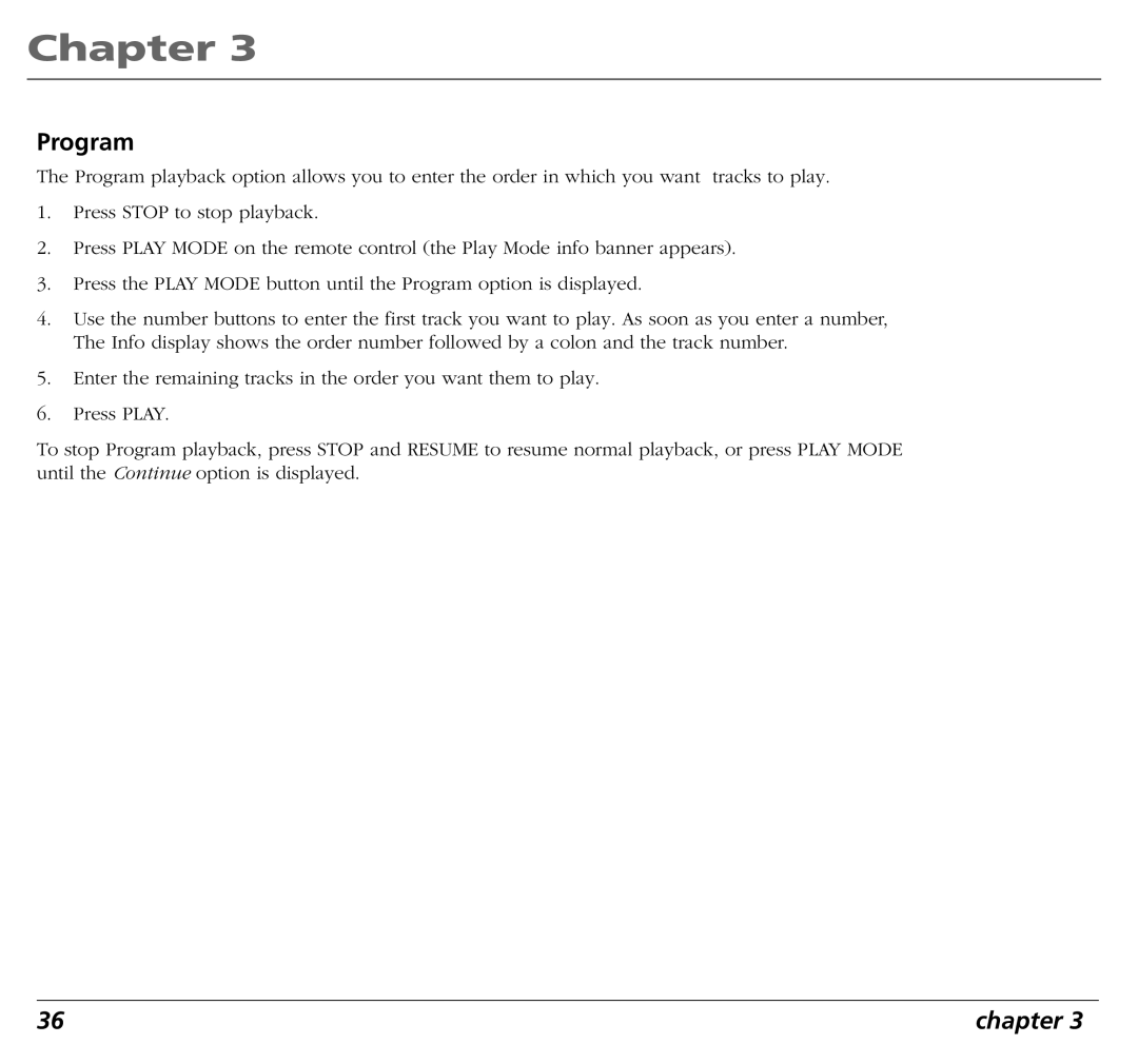 RCA RC5400P user manual Program 