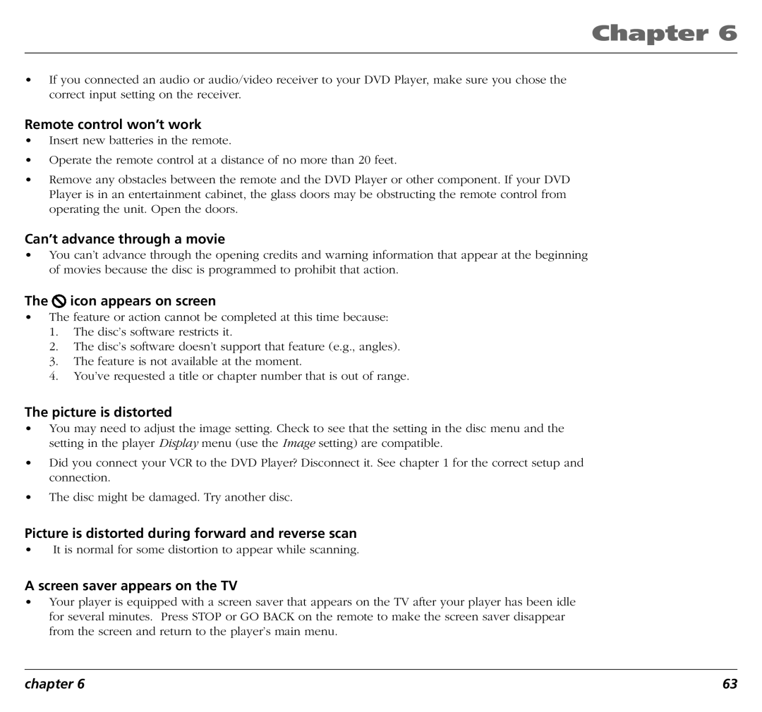 RCA RC5400P user manual Picture is distorted during forward and reverse scan 