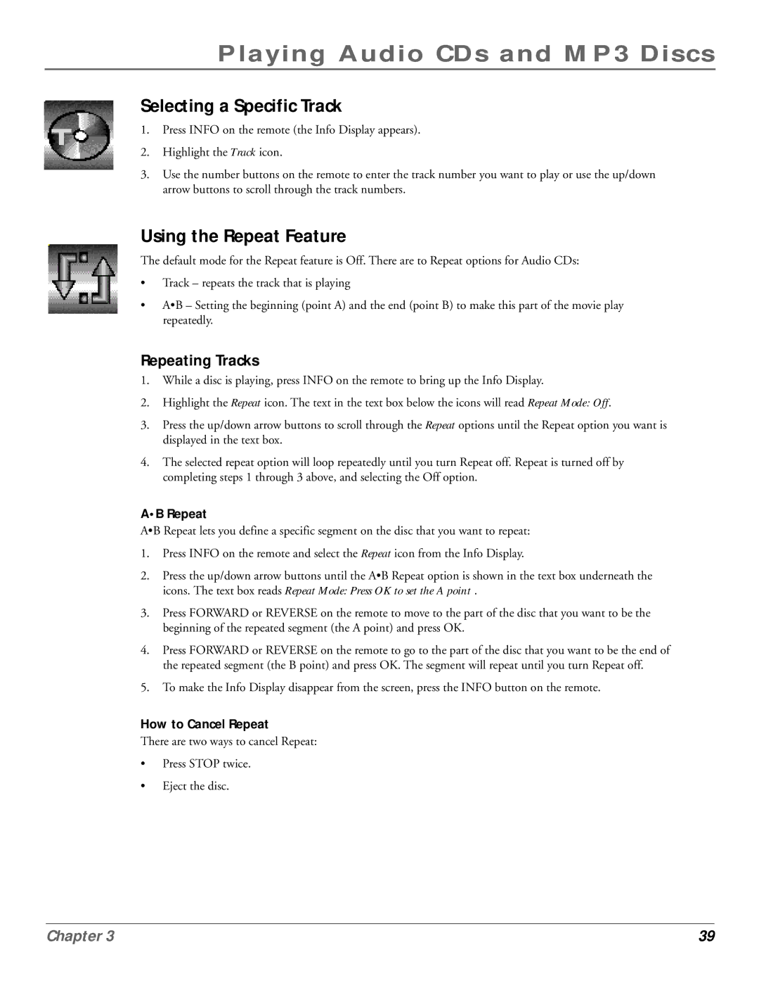 RCA RC6001P user manual Repeating Tracks 