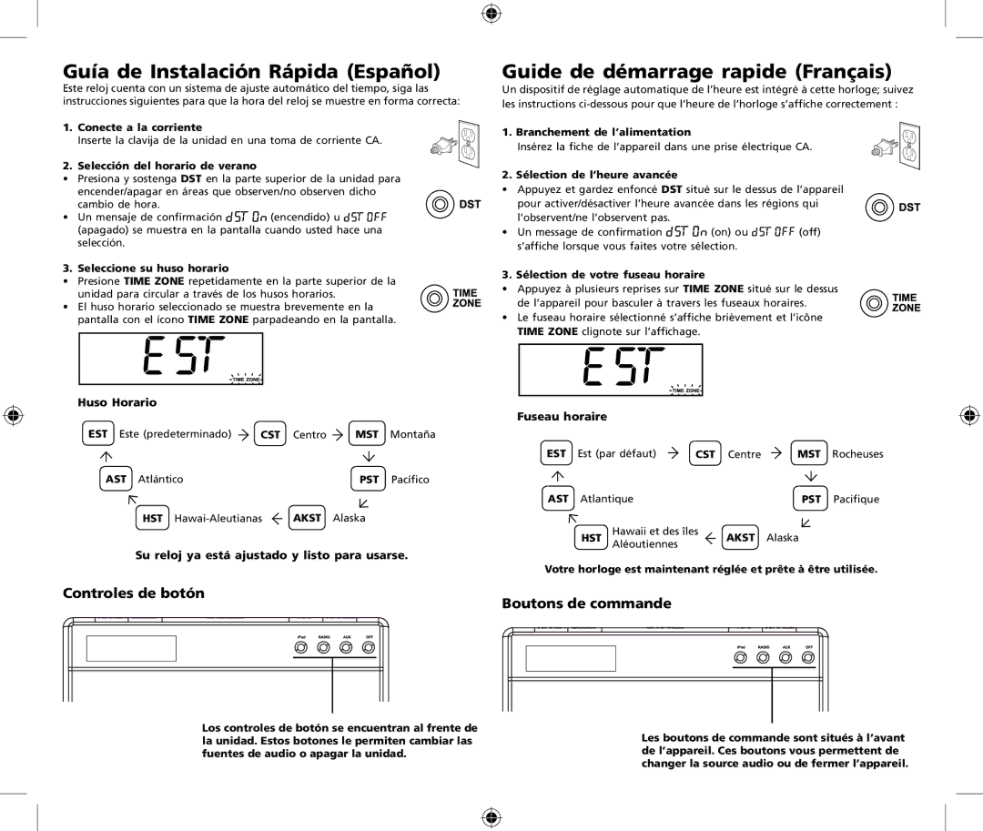 RCA RC65iBK setup guide Guía de Instalación Rápida Español, Guide de démarrage rapide Français, Controles de botón 