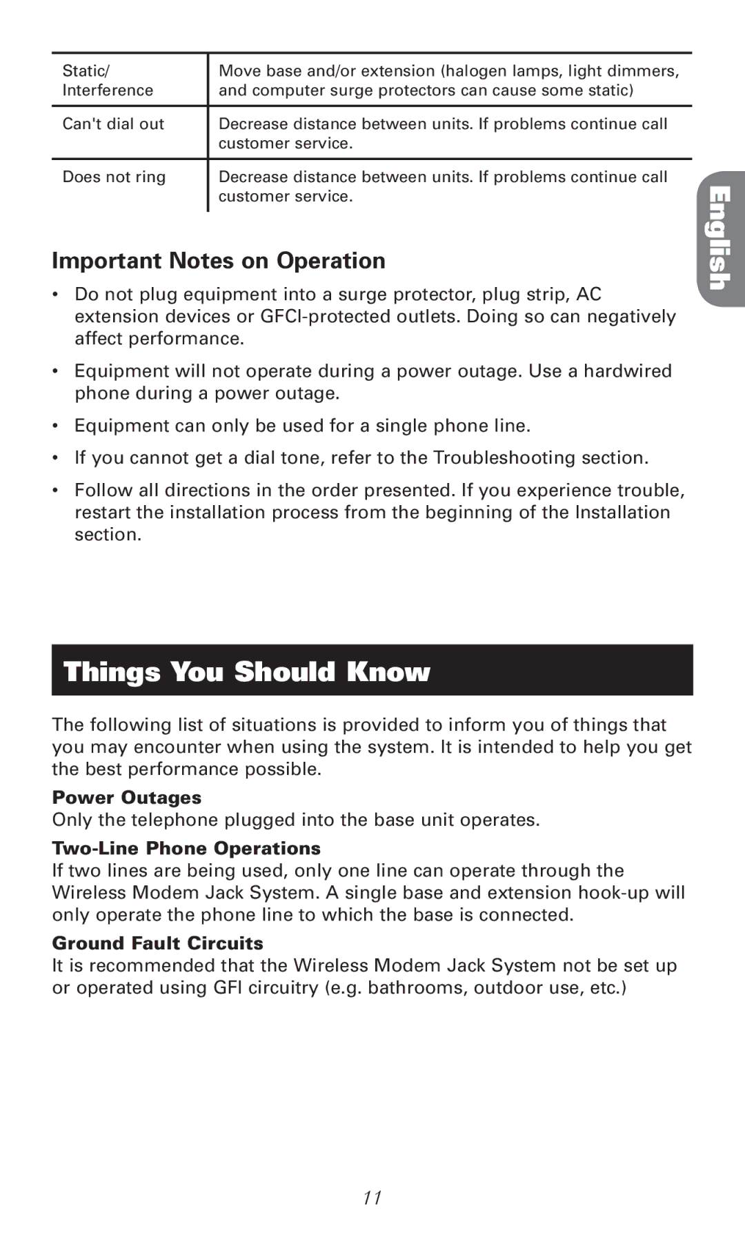 RCA RC940 manual English Things You Should Know, Important Notes on Operation, Power Outages, Two-Line Phone Operations 