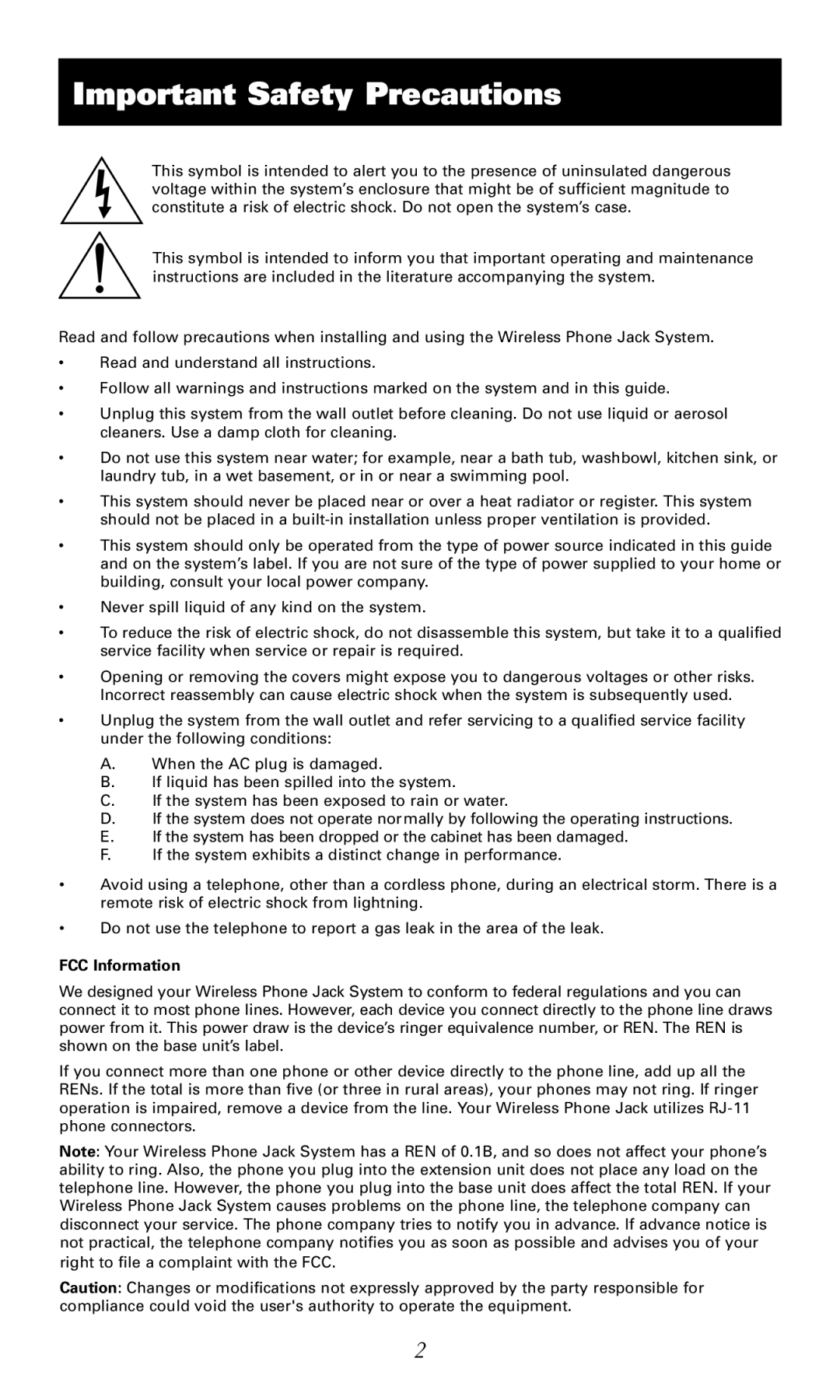 RCA RC940 manual Important Safety Precautions, FCC Information 