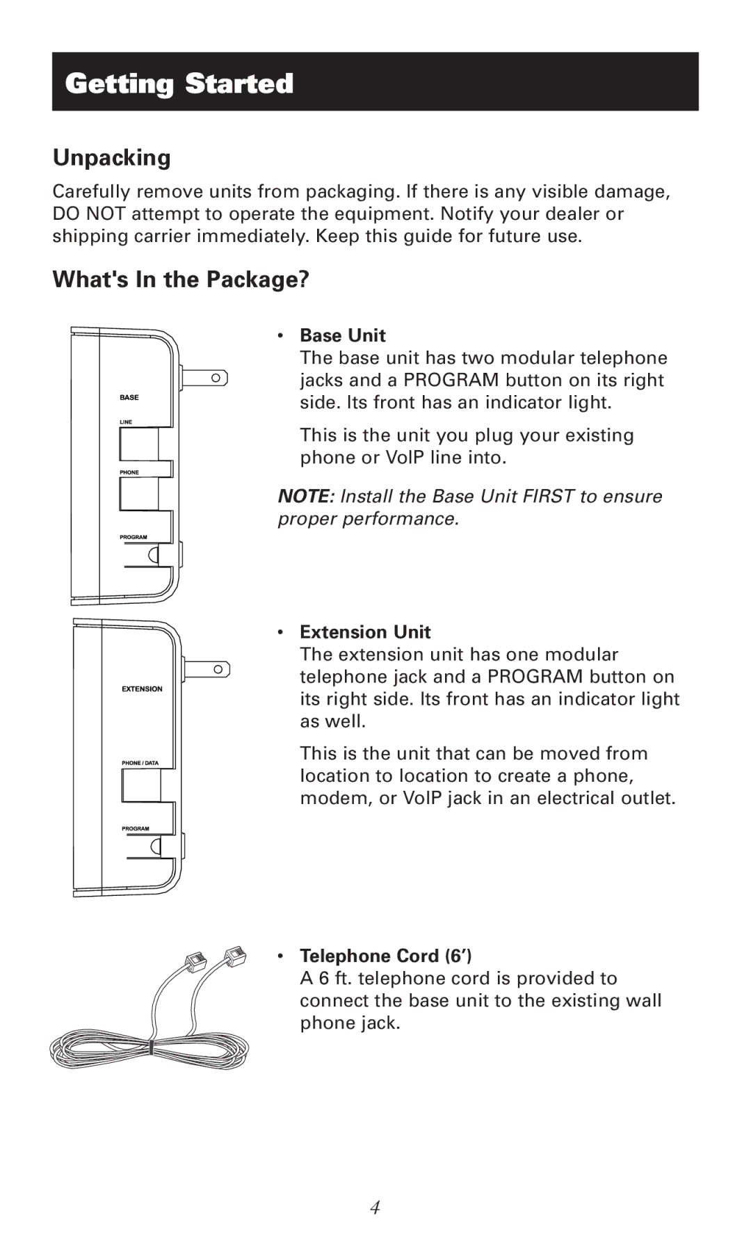 RCA RC940 manual Getting Started, Unpacking, Whats In the Package? 